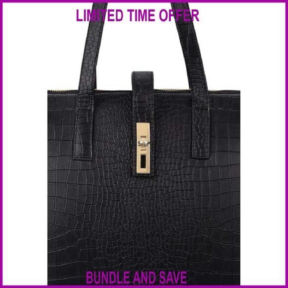 15.6 Inch Vegan Leather Laptop Tote Bag Professional Work Travel - Picture 4 of 8